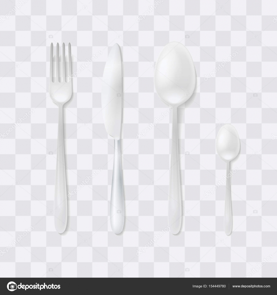Cutlery Set. Silver Fork, Spoon and Knife. Top View Flatware Vector ... Cutlery Set. Silver Fork, Spoon and Knife. Top View Flatware Vector ...