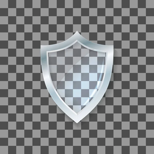 Vector glass shield. Defense icon. Protection concept. — Stock Vector