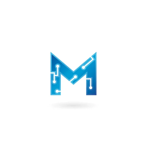 Letter M-pictogram. Technologie slim logo, computer en gegevens gerelateerde zaken, hi-tech en innovatief, elektronische. — Stockvector