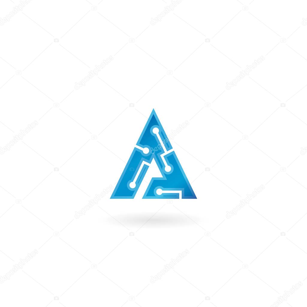 Letter A icon. Technology Smart logo, computer and data related business, hi-tech and innovative, electronic