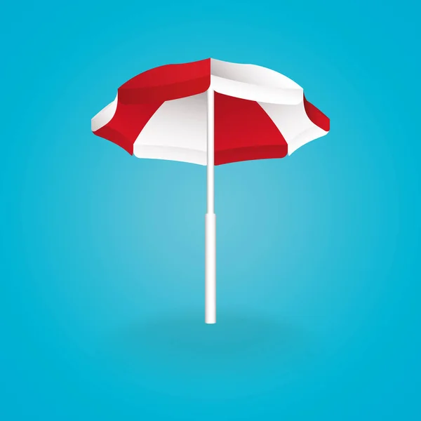 Parapluie de plage rouge et blanc. Illustration vectorielle vue de face . — Image vectorielle
