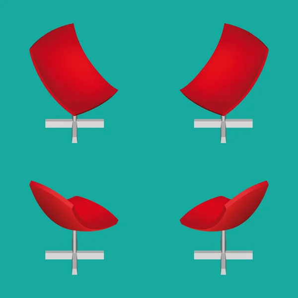 Isometrische moderne rode bureaustoel. Vectorillustratie. — Stockvector