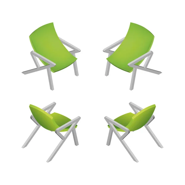 Isométrico Modern Green Office Chair. Ilustração vetorial . — Vetor de Stock