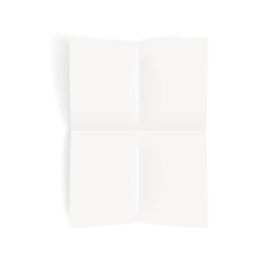 Kağıt levha mockup bir gölge ile katlanmış. Gerçekçi vektör şablonuna Üstten Görünüm.