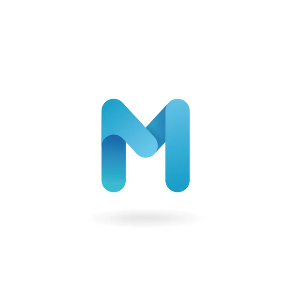 Letter M logo. Blue vector icon. Ribbon styled font. — Stock Vector