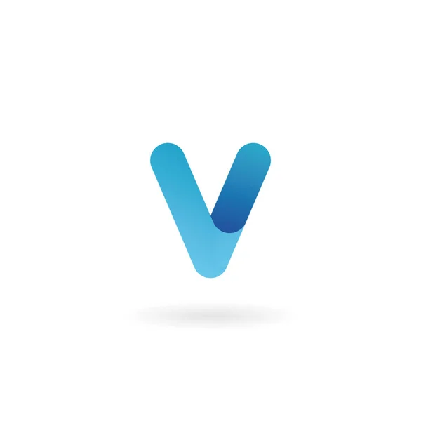 Dopis v. logo. Modrý vektor ikona. Stuha, stylizované písmo. — Stockový vektor