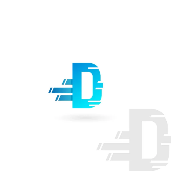 D betű-logó. Kék torzult vektor ikonra. Sebesség fogalmát betűtípus. — Stock Vector