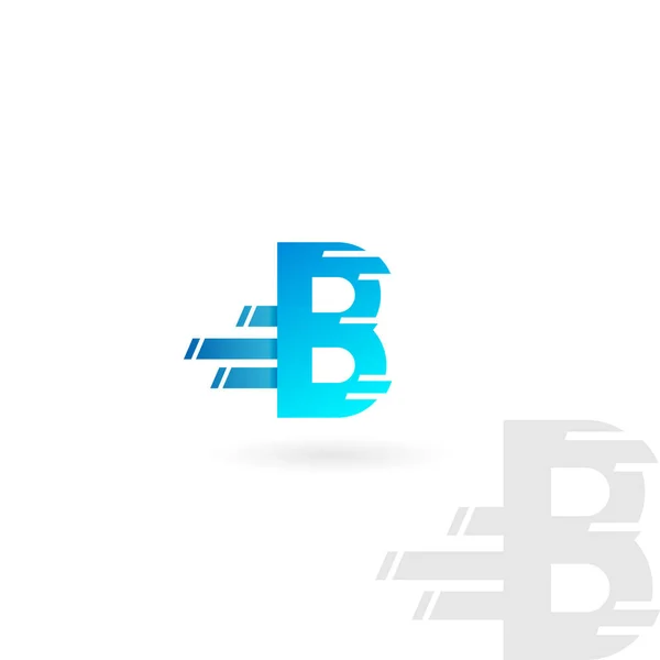 편지 B 로고입니다. 블루 왜곡된 벡터 아이콘입니다. 속도 개념 글꼴. — 스톡 벡터