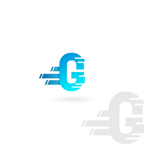 Bokstaven G logotyp. Blå förvrängd vektor-ikonen. Speed concept teckensnitt. — Stock vektor