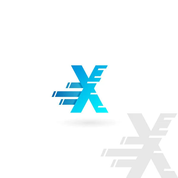Letter X logo. Blue distorted vector icon. Speed concept font. — Stock Vector