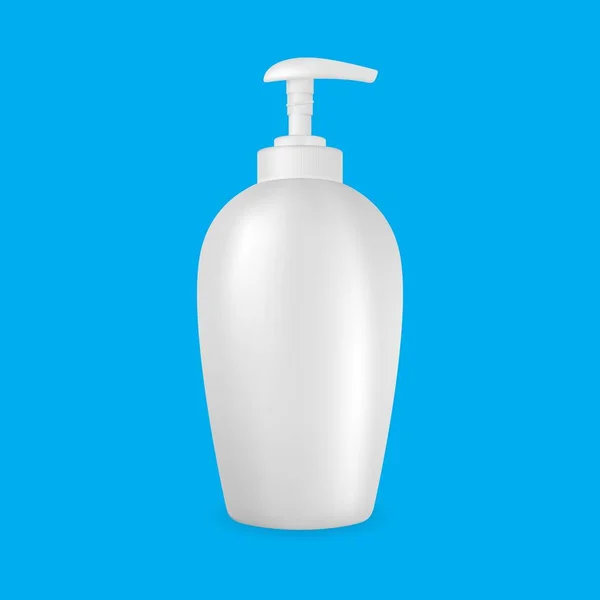 Realistic template of white plastic bottle for liquid soap. Isolated vector mockup. — Stock Vector