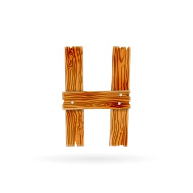 H harfi logosunu görmeniz gerekir. Sert ahşap tahta simgesi. İzole vektör rustik konsepti.