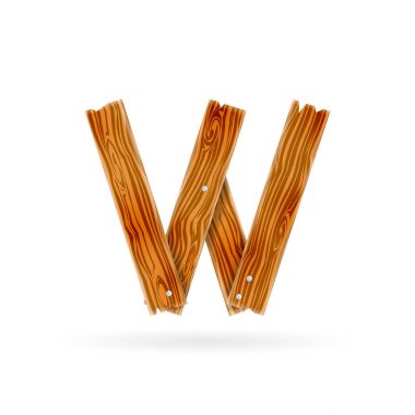 Harf W logo. Sert ahşap tahta simgesi. İzole vektör rustik konsepti.