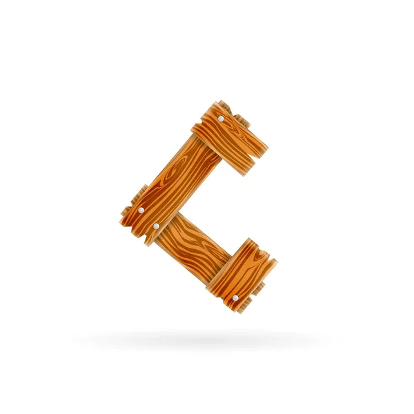 Logo lettre C. Icône de planche en bois brut. Vecteur isolé concept rustique . — Image vectorielle