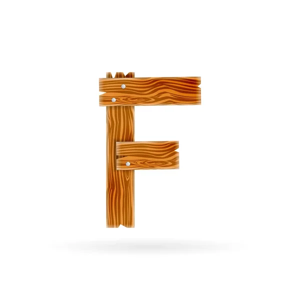 Letter F-logo. Ruw houten plank pictogram. Geïsoleerde vector rustieke concept. — Stockvector