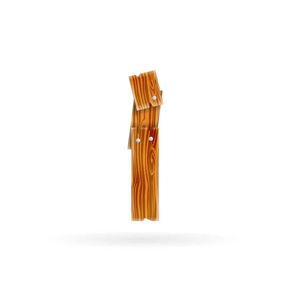 De letter I logo. Ruw houten plank pictogram. Geïsoleerde vector rustieke concept. — Stockvector