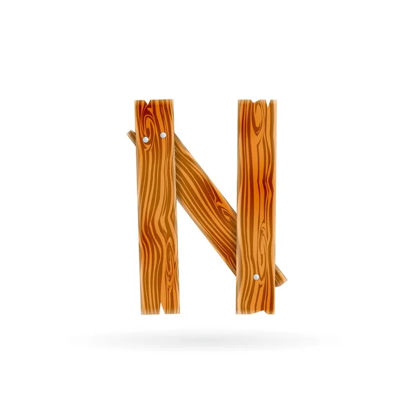Logo lettre N. Icône de planche en bois brut. Vecteur isolé concept rustique . — Image vectorielle