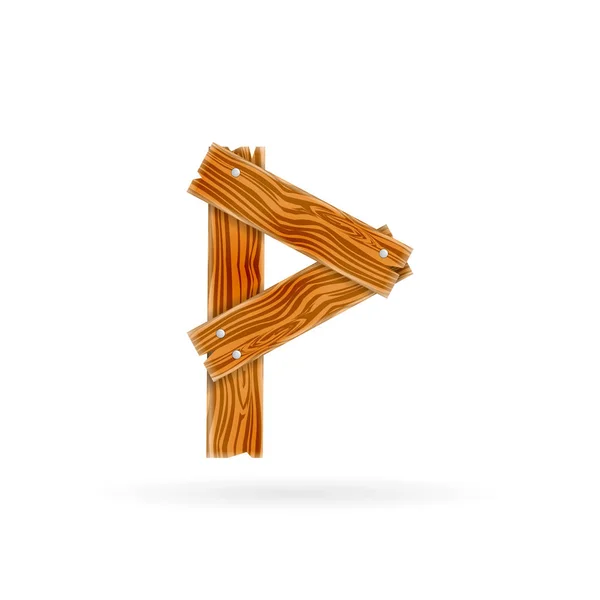 P betű logó. Durva fából készült deszka ikonra. Rusztikus elszigetelt vektor-koncepció. — Stock Vector
