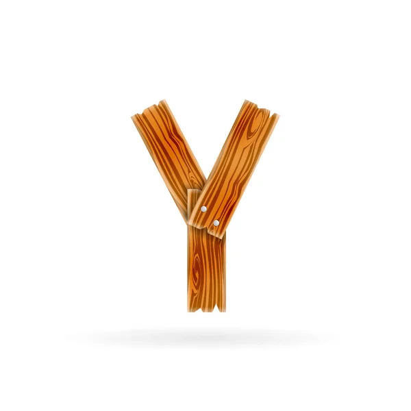 Logo huruf Y. Ikon papan kayu yang kasar. Konsep vektor rustik terisolasi . - Stok Vektor