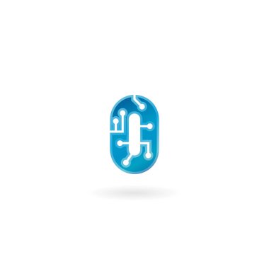 Sayı 0 simgesi. Teknoloji akıllı sıfır logo bilgisayar ve veri ilgili iş, yüksek teknoloji ve yenilikçi, elektronik.
