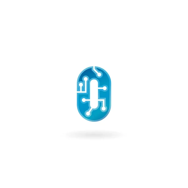 Het pictogram van het getal 0. Technologie smart nul logo, computer en gegevens gerelateerde zaken, hightech en innovatieve, elektronische. — Stockvector