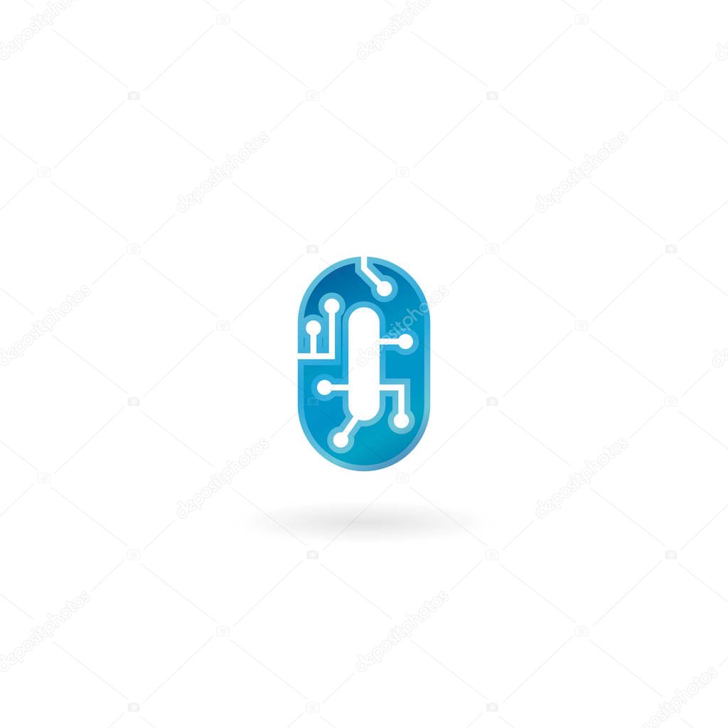 Number 0 icon. Technology smart zero logo, computer and data related business, hi-tech and innovative, electronic