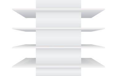 Beyaz boş rafları. İzole vektör mağaza raf.