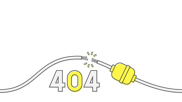404 error page design concept. Damaged electric cable. Vector illustration. — Stock Vector
