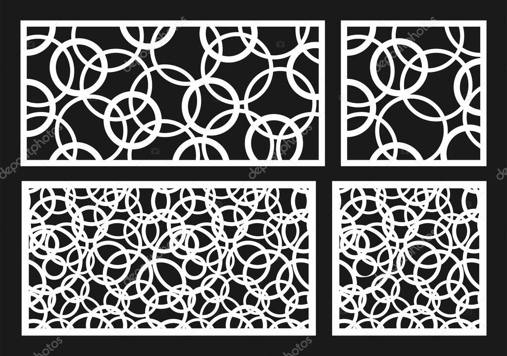 Laser cutting template for decorative panel. Vector abstract circles pattern.