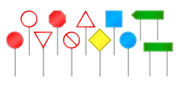 Road signs set. Vector illustration for traffic design. — Stock Vector
