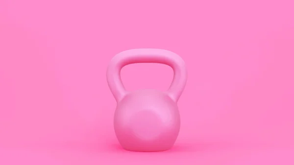 Pembe kettlebell arka planı. Spor tasarımı için basit modern illüstrasyon. 3B görüntüleme.