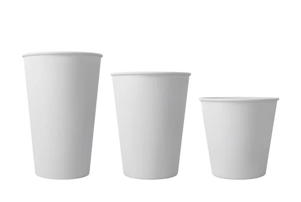 Білі відкриті паперові чашки для кави. Реалістичний векторний макет . — стоковий вектор