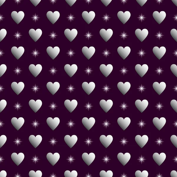 紫色银色无缝情人节背景. — 图库矢量图片