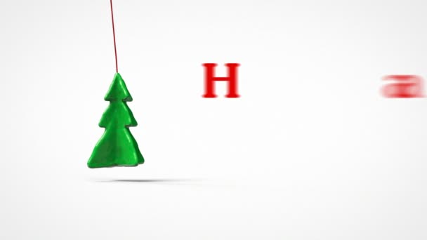 Vánoční strom na lano a nápis — Stock video