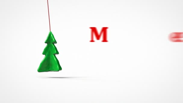Χριστουγεννιάτικο δέντρο σε ένα σχοινί και την επιγραφή — Αρχείο Βίντεο
