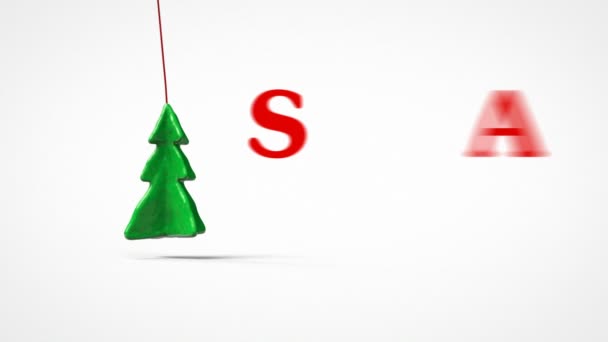 Weihnachtsbaum am Seil mit Inschrift — Stockvideo