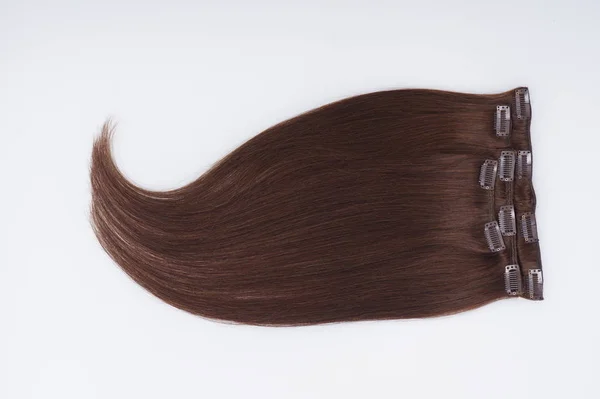 Straight virgin remy human hair clip in extensions — Stockfoto