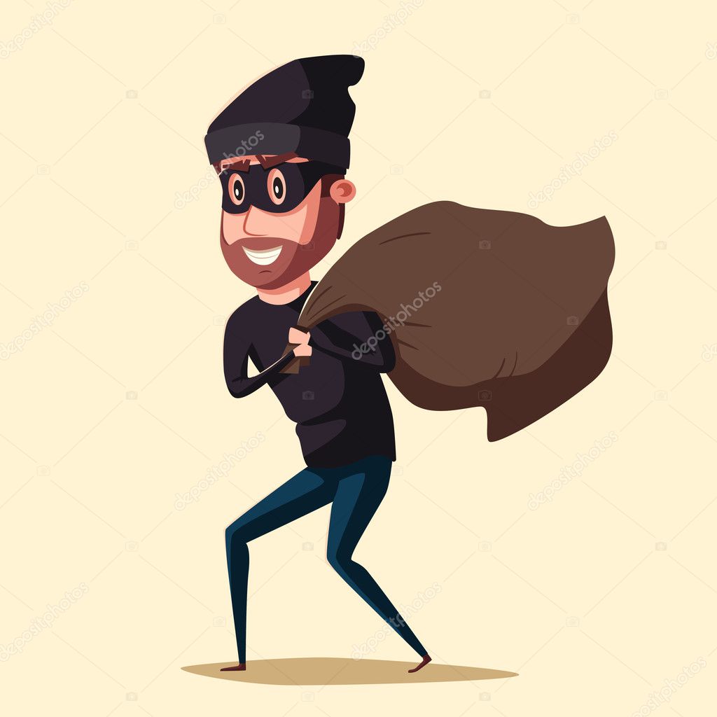 Mignon personnage de voleur. Illustration vectorielle de dessin animé