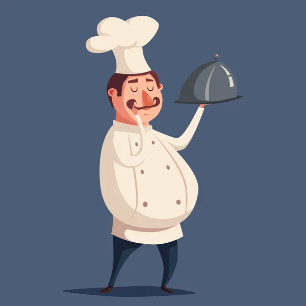 Chef divertido, lindo personaje. Dibujos animados vectoriales ilustración — Vector de stock