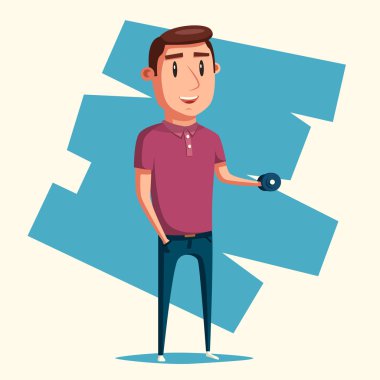 Güçlü adam. Çizgi film karakteri. Vektör çizim