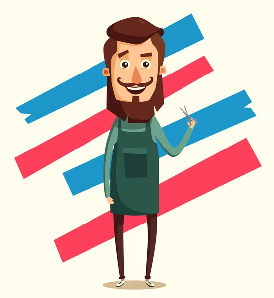 Lindo personaje de barbero. Dibujos animados vector ilustración — Vector de stock