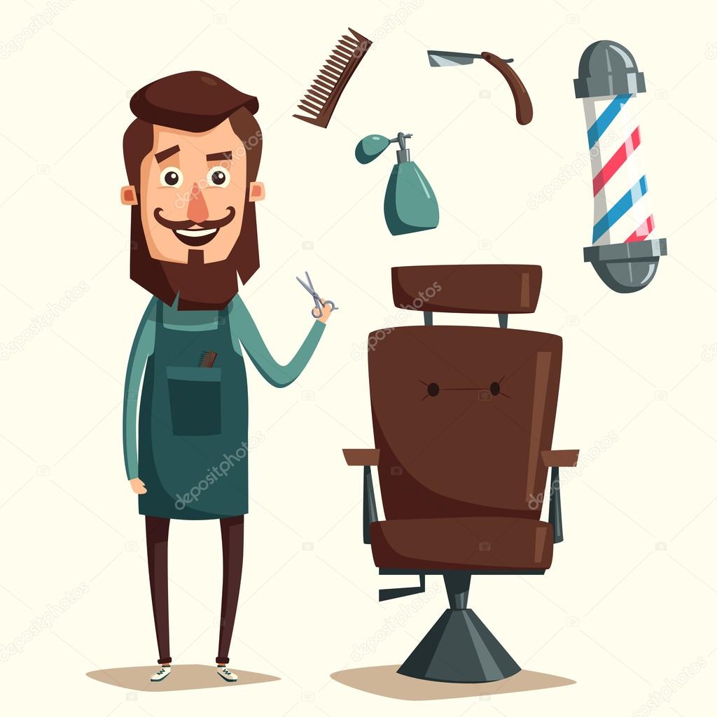 Cute barber character. Cartoon vector illustration Stock Vector Image by  ©dmitrymoi #126721116