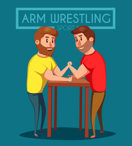 Arm Wrestling. Lutadores de batalha. Desenhos animados ilustração vetorial . —  Vetores de Stock