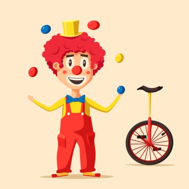 Mutlu sirk palyaço. Çizgi film vektör çizim