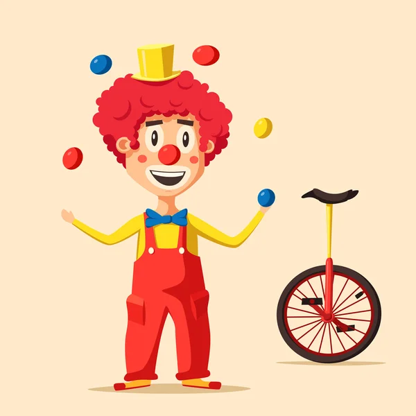 Feliz palhaço do circo. Desenhos animados ilustração vetorial — Vetor de Stock