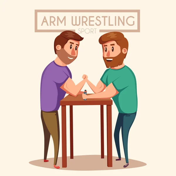 Arm Wrestling. Lutadores de batalha. Desenhos animados ilustração vetorial . —  Vetores de Stock