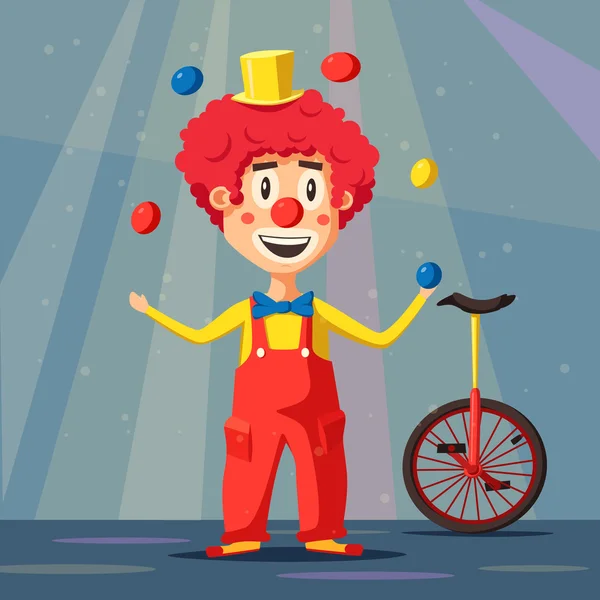 Feliz palhaço do circo. Desenhos animados ilustração vetorial — Vetor de Stock