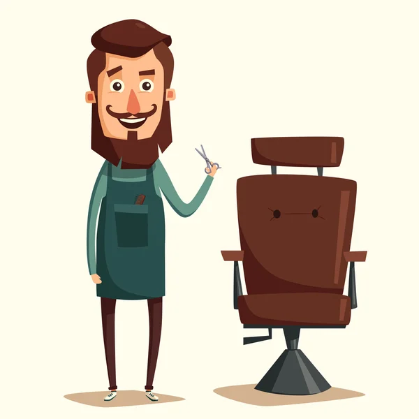 Lindo personaje de barbero. Dibujos animados vector ilustración — Vector de stock