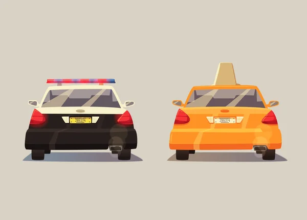 Polizei und Taxiwagen. Vektor Cartoon Illustration — Stockvektor