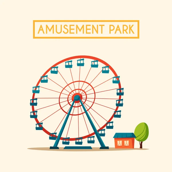 Parque de atracciones temático. Dibujos animados vector ilustración — Archivo Imágenes Vectoriales